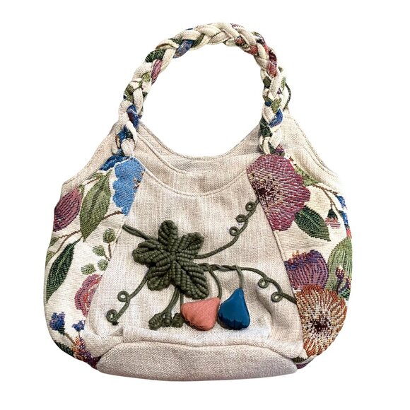 Cottagecore Embroidered Shoulder Bag Boho Whimsical Floral Tapestry Fairy Casual - Picture 2 of 12